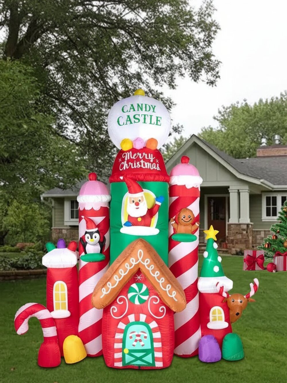 Christmas Inflatable Castle 10FT Outdoor Decor – Colorful LED Holiday Display - Picture 6 of 6